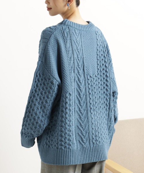 FOUND GOOD（ファウンドグッド）の「ケーブルパッチワークニット（ニット/セーター・レディース・ブルー系2/グレー系5/アイボリー/ブラック・L/M）」の19枚目の写真