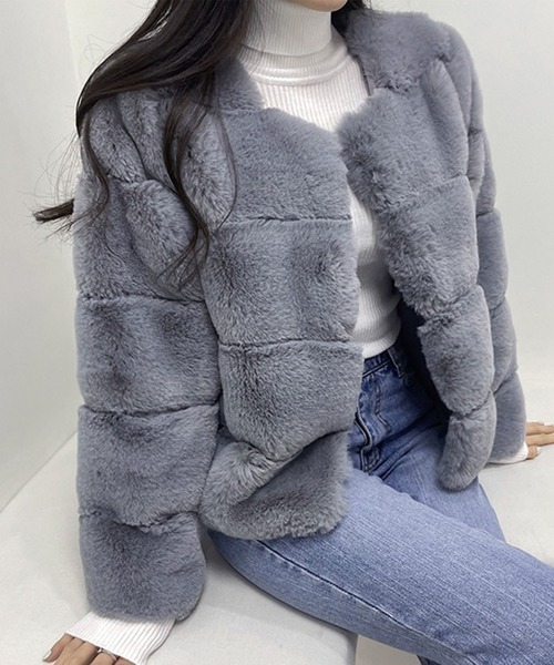 【セール】ノーカラーファーコート（ノーカラージャケット）｜GLAMOROUS JANE（グラマラスジェーン）