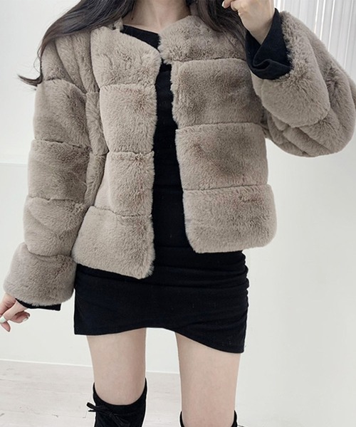 【セール】ノーカラーファーコート（ノーカラージャケット）｜GLAMOROUS JANE（グラマラスジェーン）