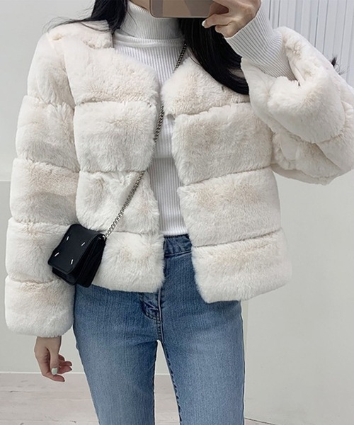 【セール】ノーカラーファーコート（ノーカラージャケット）｜GLAMOROUS JANE（グラマラスジェーン）