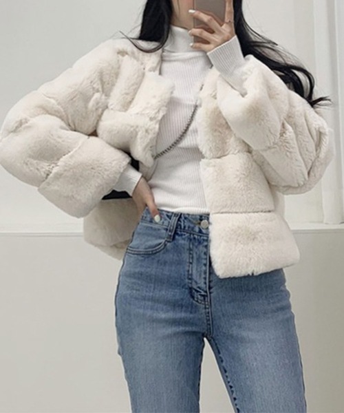 【セール】ノーカラーファーコート（ノーカラージャケット）｜GLAMOROUS JANE（グラマラスジェーン）