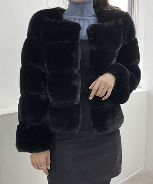 【セール】ノーカラーファーコート（ノーカラージャケット）｜GLAMOROUS JANE（グラマラスジェーン）