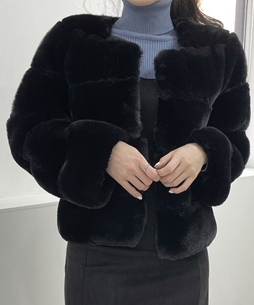 【セール】ノーカラーファーコート（ノーカラージャケット）｜GLAMOROUS JANE（グラマラスジェーン）