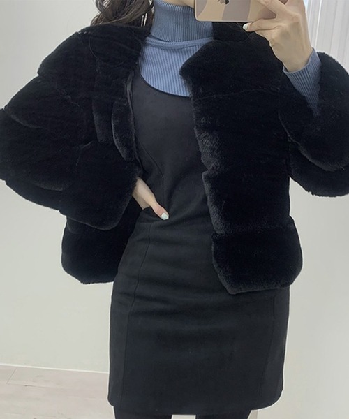 【セール】ノーカラーファーコート（ノーカラージャケット）｜GLAMOROUS JANE（グラマラスジェーン）