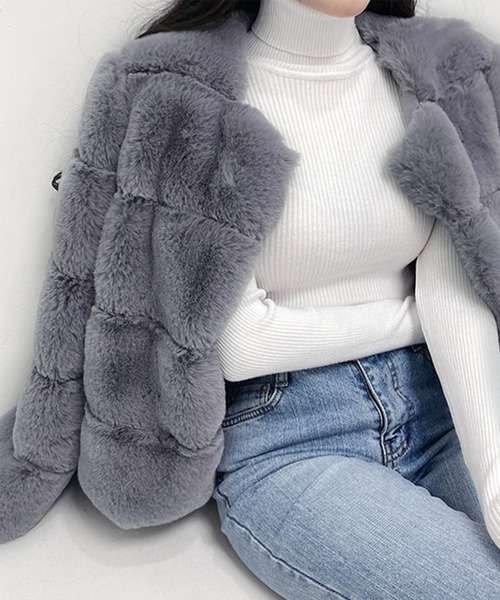 【セール】ノーカラーファーコート（ノーカラージャケット）｜GLAMOROUS JANE（グラマラスジェーン）