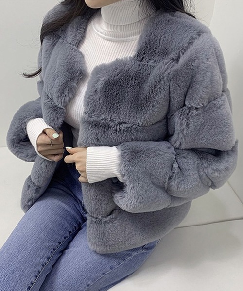 【セール】ノーカラーファーコート（ノーカラージャケット）｜GLAMOROUS JANE（グラマラスジェーン）