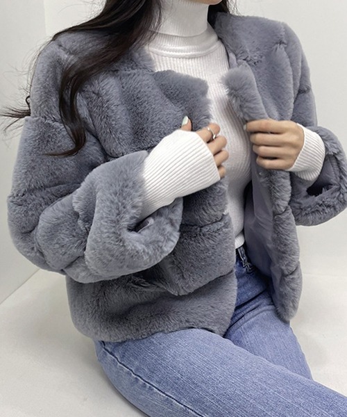 【セール】ノーカラーファーコート（ノーカラージャケット）｜GLAMOROUS JANE（グラマラスジェーン）