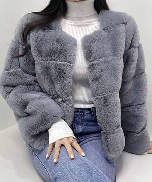 【セール】ノーカラーファーコート（ノーカラージャケット）｜GLAMOROUS JANE（グラマラスジェーン）