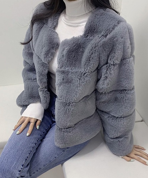 【セール】ノーカラーファーコート（ノーカラージャケット）｜GLAMOROUS JANE（グラマラスジェーン）