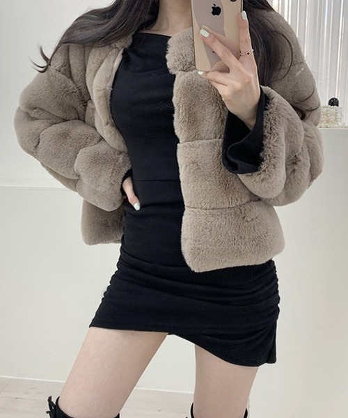 【セール】ノーカラーファーコート（ノーカラージャケット）｜GLAMOROUS JANE（グラマラスジェーン）