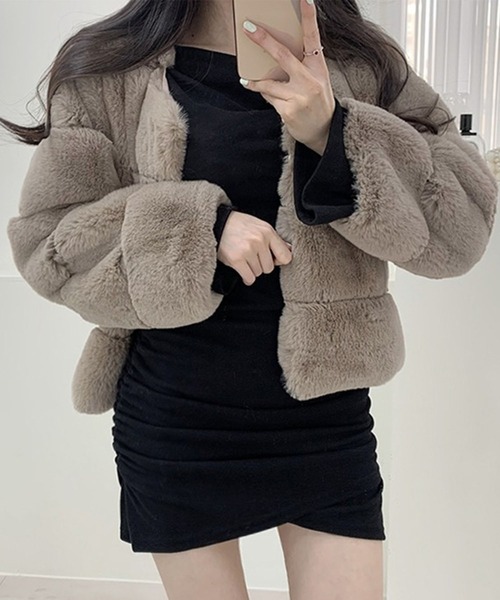 【セール】ノーカラーファーコート（ノーカラージャケット）｜GLAMOROUS JANE（グラマラスジェーン）