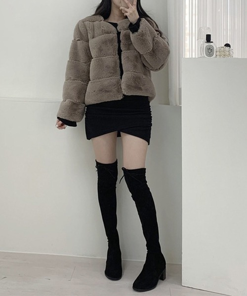 【セール】ノーカラーファーコート（ノーカラージャケット）｜GLAMOROUS JANE（グラマラスジェーン）