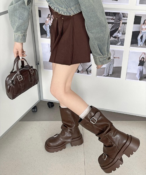 gossip!ロサンゼルス(ゴシップロサンゼルス)の「カバーミドルブーツ 厚底 Y2K(ブーツ・レディース・ブラウン/ブラック・M/L/XL/S)」の17枚目の写真