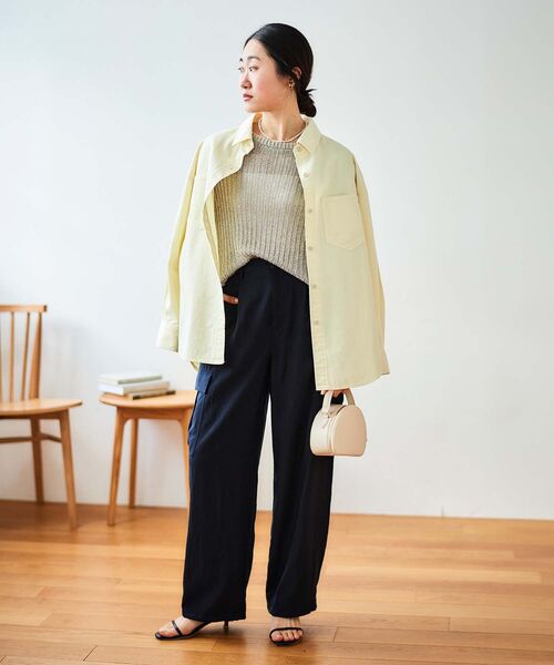 le.coeur blanc（ルクールブラン）の「《手洗い可能》テンセルカーゴパンツ（カーゴパンツ・レディース・ネイビー/カーキオリーブ・36/38）」の8枚目の写真