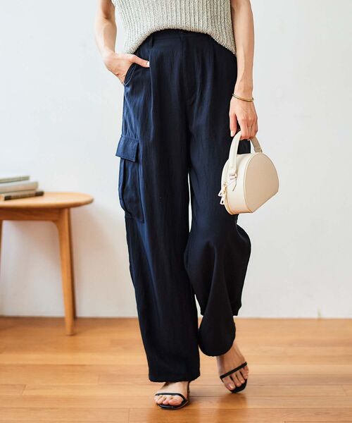 le.coeur blanc（ルクールブラン）の「《手洗い可能》テンセルカーゴパンツ（カーゴパンツ・レディース・ネイビー/カーキオリーブ・36/38）」の12枚目の写真