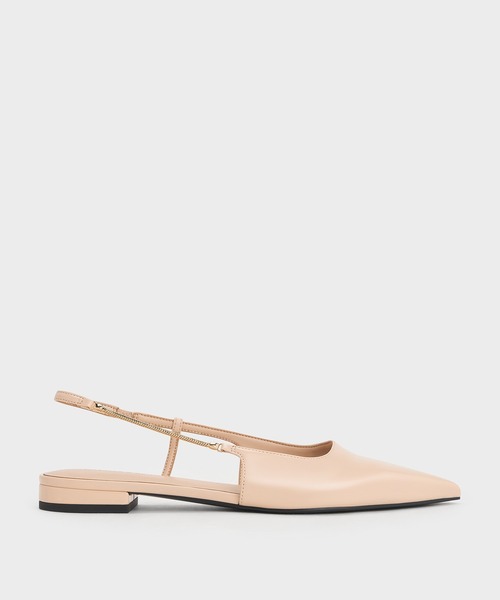 CHARLES & KEITH(チャールズ & キース)の「チェーンアクセント ポインテッドトゥスリングバックフラット(パンプス・レディース・アイボリー/ブラック系その他7・22.5cm/23cm/23.5cm/24.5cm/25cm/25.5cm)」の1枚目の写真