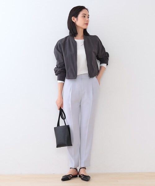 INDIVI（インディヴィ）の「【撥水／UVケア／2WAY】ショート＆ロング ブルゾンコート（ブルゾン・レディース・チャコールグレー/ベージュ・05/13/15 /36/38/40/19）」の8枚目の写真