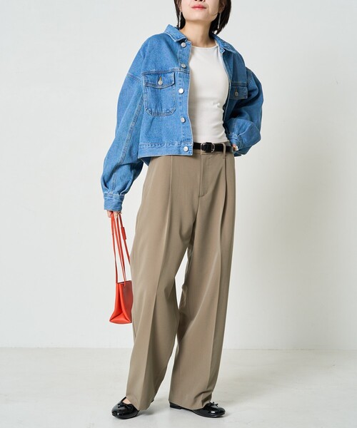 FREAK'S STORE（フリークスストア）の「限定展開　タックストレートパンツ（セット対応）（スラックス・レディース・ナチュラル/チャコール/ベージュ/ブラック・SMALL/MEDIUM）」の19枚目の写真