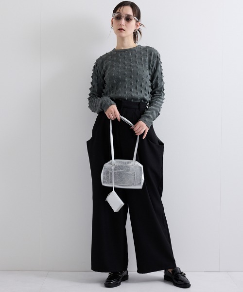 ENIM BY VICKY（エニムバイビッキー）の「【ENIM BY VICKY】ヘザーエステルツイルドレープパンツ《手洗い可能》（その他パンツ・レディース・ベージュ/ブラック・M）」の15枚目の写真