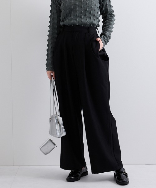 ENIM BY VICKY（エニムバイビッキー）の「【ENIM BY VICKY】ヘザーエステルツイルドレープパンツ《手洗い可能》（その他パンツ・レディース・ベージュ/ブラック・M）」の16枚目の写真