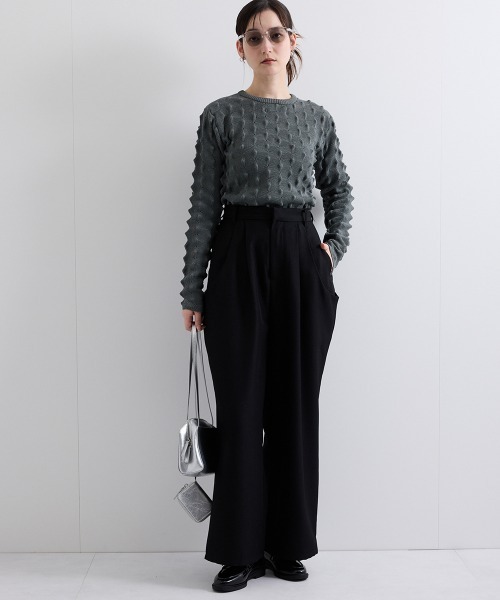 ENIM BY VICKY（エニムバイビッキー）の「【ENIM BY VICKY】ヘザーエステルツイルドレープパンツ《手洗い可能》（その他パンツ・レディース・ベージュ/ブラック・M）」の17枚目の写真