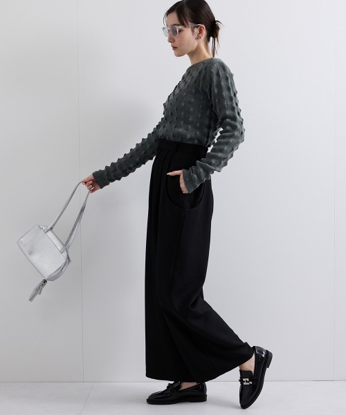 ENIM BY VICKY（エニムバイビッキー）の「【ENIM BY VICKY】ヘザーエステルツイルドレープパンツ《手洗い可能》（その他パンツ・レディース・ベージュ/ブラック・M）」の18枚目の写真