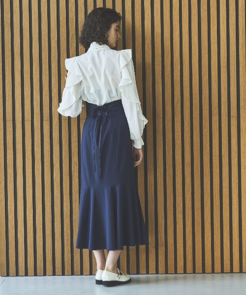 AND COUTURE(アンドクチュール)の「アシメギャザーマーメイドスカート(スカート・レディース・チャコールグレー/ベージュ/ネイビー・SMALL/MEDIUM)」の12枚目の写真