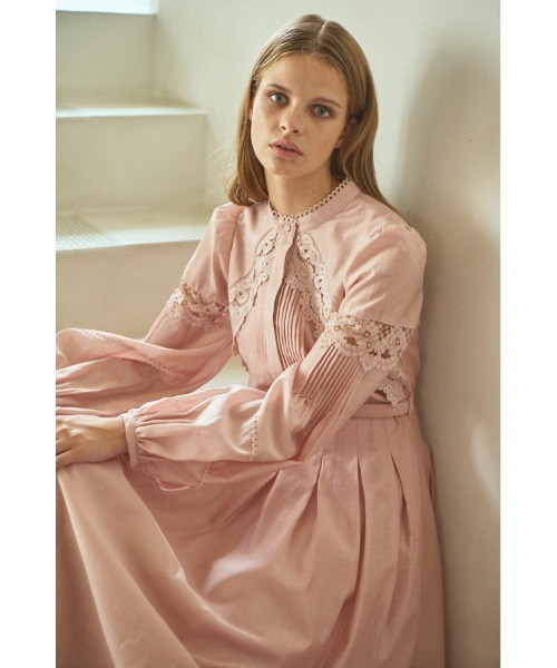 Estella.K(エステラケー)の「Bibi Lace-trimmed dress 切り替えレースドレス(ワンピース・レディース・ブラック/ミント/ピンク・FREE)」の7枚目の写真