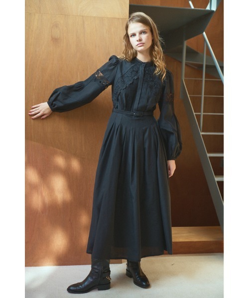 Estella.K(エステラケー)の「Bibi Lace-trimmed dress 切り替えレースドレス(ワンピース・レディース・ブラック/ミント/ピンク・FREE)」の12枚目の写真