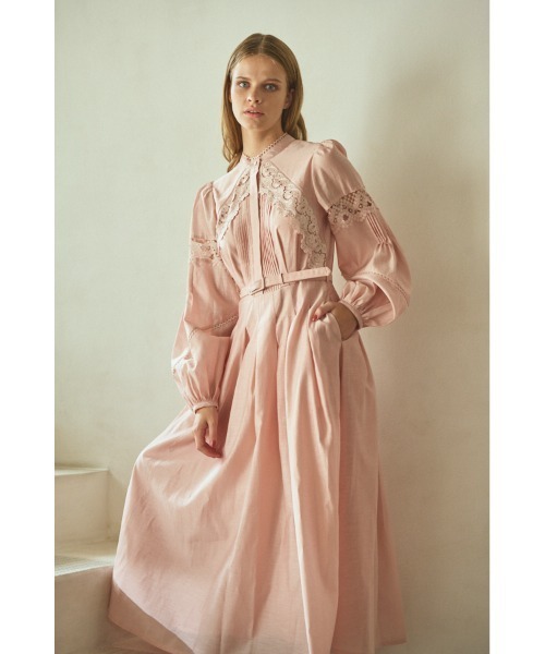 Estella.K(エステラケー)の「Bibi Lace-trimmed dress 切り替えレースドレス(ワンピース・レディース・ブラック/ミント/ピンク・FREE)」の6枚目の写真