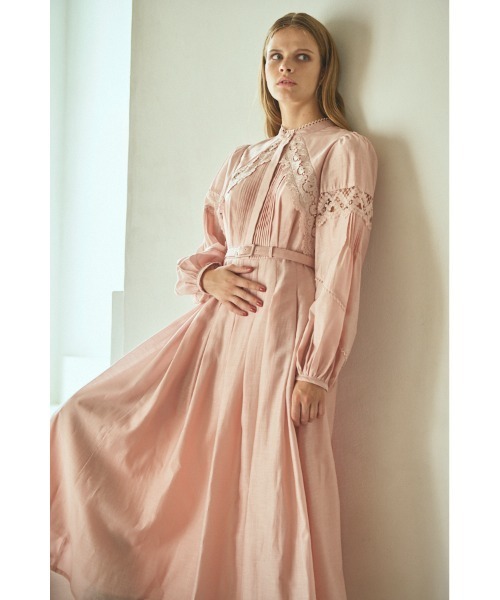 Estella.K(エステラケー)の「Bibi Lace-trimmed dress 切り替えレースドレス(ワンピース・レディース・ブラック/ミント/ピンク・FREE)」の8枚目の写真