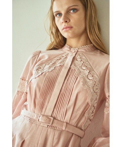 Estella.K(エステラケー)の「Bibi Lace-trimmed dress 切り替えレースドレス(ワンピース・レディース・ブラック/ミント/ピンク・FREE)」の9枚目の写真