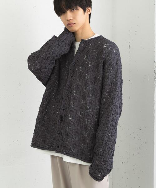 SENSE OF PLACE by URBAN RESEARCH（センスオブプレイスバイアーバンリサーチ）の「ケーブルメッシュクルーネックカーディガン（カーディガン/ボレロ・メンズ・ブラウン/ブラック/チャコールグレー・LARGE/MEDIUM）」の13枚目の写真