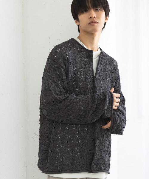 SENSE OF PLACE by URBAN RESEARCH（センスオブプレイスバイアーバンリサーチ）の「ケーブルメッシュクルーネックカーディガン（カーディガン/ボレロ・メンズ・ブラウン/ブラック/チャコールグレー・LARGE/MEDIUM）」の14枚目の写真