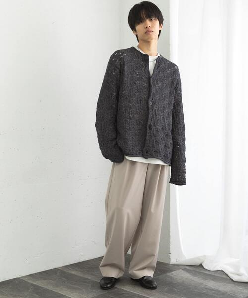 SENSE OF PLACE by URBAN RESEARCH（センスオブプレイスバイアーバンリサーチ）の「ケーブルメッシュクルーネックカーディガン（カーディガン/ボレロ・メンズ・ブラウン/ブラック/チャコールグレー・LARGE/MEDIUM）」の15枚目の写真