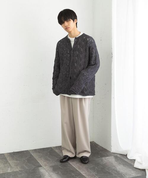 SENSE OF PLACE by URBAN RESEARCH（センスオブプレイスバイアーバンリサーチ）の「ケーブルメッシュクルーネックカーディガン（カーディガン/ボレロ・メンズ・ブラウン/ブラック/チャコールグレー・LARGE/MEDIUM）」の16枚目の写真