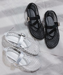 メッシュ」に該当するシューズ（シルバー/銀色系・フラット