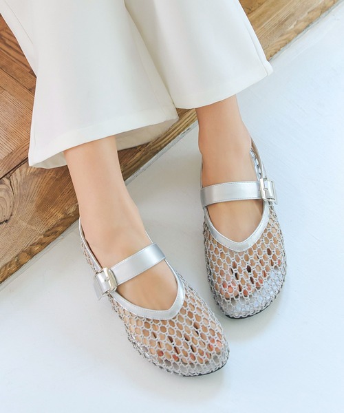 KOBE LETTUCE（コウベレタス）の「メッシュフラットパンプス（パンプス・レディース・シルバー/ブラック・L/LL/M/S）」の4枚目の写真