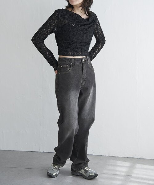 VENCEEXCHANGE（ヴァンスエクスチェンジ）の「レースドレープオフショル（Tシャツ/カットソー・レディース・ブラック/オフホワイト・FREE）」の4枚目の写真