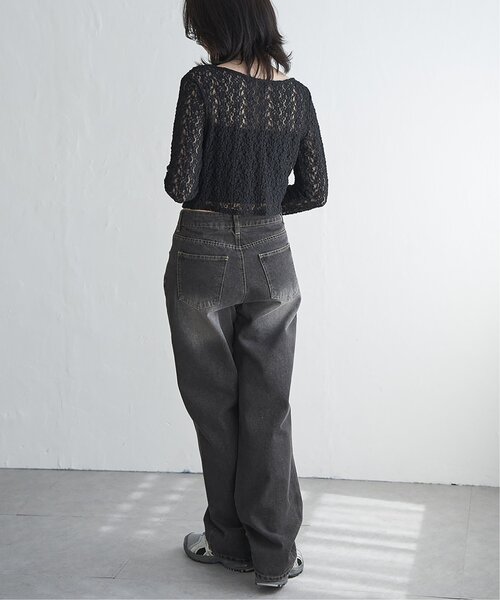 VENCEEXCHANGE（ヴァンスエクスチェンジ）の「レースドレープオフショル（Tシャツ/カットソー・レディース・ブラック/オフホワイト・FREE）」の6枚目の写真