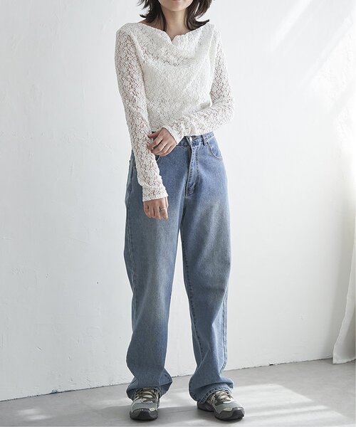 VENCEEXCHANGE（ヴァンスエクスチェンジ）の「レースドレープオフショル（Tシャツ/カットソー・レディース・ブラック/オフホワイト・FREE）」の8枚目の写真