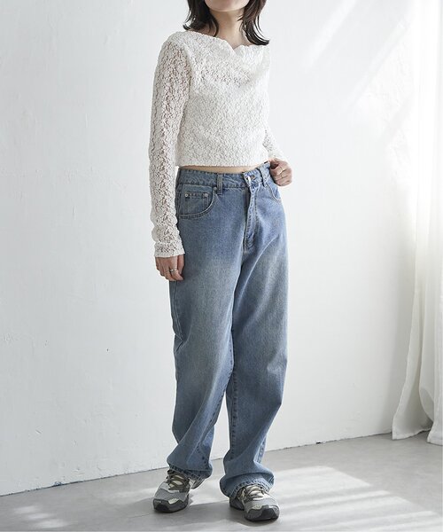 VENCEEXCHANGE（ヴァンスエクスチェンジ）の「レースドレープオフショル（Tシャツ/カットソー・レディース・ブラック/オフホワイト・FREE）」の11枚目の写真