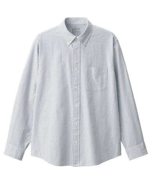 無印良品（ムジルシリョウヒン）の「紳士　洗いざらしオックスボタンダウン長袖シャツ（シャツ/ブラウス・メンズ・ネイビー/サックスブルー/ライトグリーン/ライトブラウン/ホワイト/ネイビー系/ピンク系・S/M/L/XL）」の9枚目の写真
