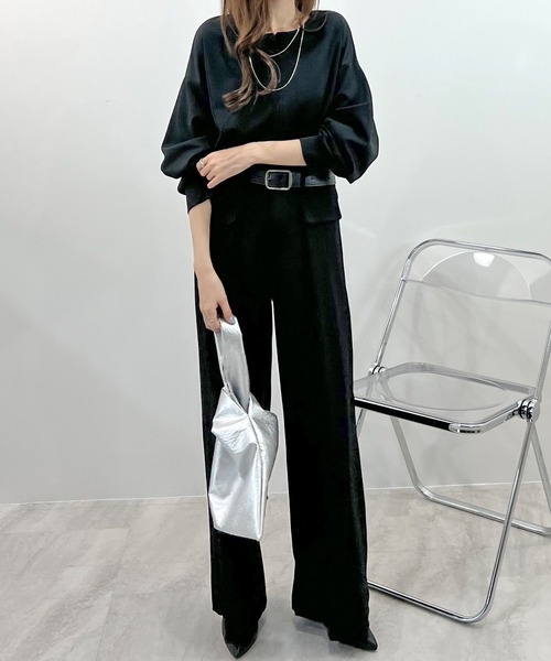 Futier land(フューティアランド)の「ライトダンボールフロントzip付トップス/2WAY(Tシャツ/カットソー・レディース・ブラック/ホワイト/グレイッシュベージュ・MEDIUM/LARGE)」の10枚目の写真