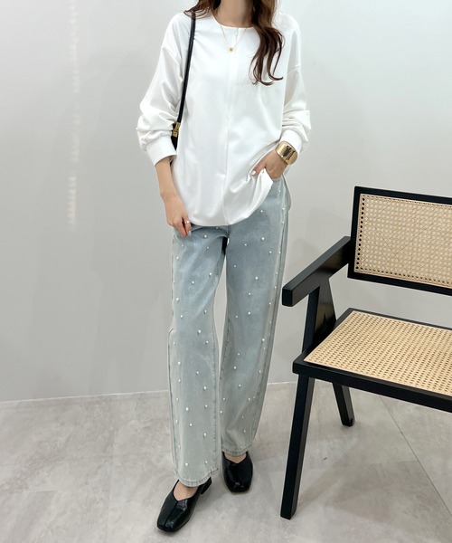 Futier land(フューティアランド)の「ライトダンボールフロントzip付トップス/2WAY(Tシャツ/カットソー・レディース・ブラック/ホワイト/グレイッシュベージュ・MEDIUM/LARGE)」の20枚目の写真