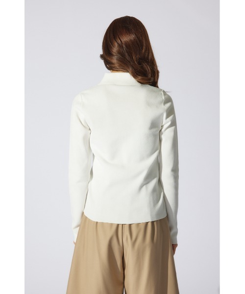 rienda(リエンダ)の「2WAY刺繍ロゴニットカーディガン ポロニットトップス(ニット/セーター・レディース・ホワイト/グレー/ライトイエロー・FREE)」の7枚目の写真