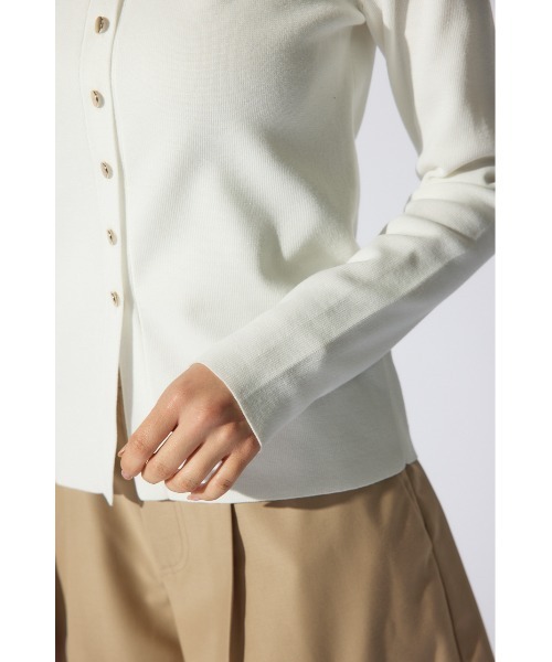 rienda(リエンダ)の「2WAY刺繍ロゴニットカーディガン ポロニットトップス(ニット/セーター・レディース・ホワイト/グレー/ライトイエロー・FREE)」の10枚目の写真