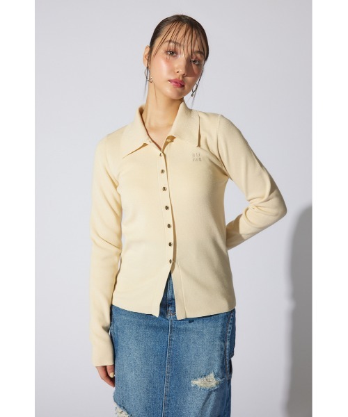 rienda(リエンダ)の「2WAY刺繍ロゴニットカーディガン ポロニットトップス(ニット/セーター・レディース・ホワイト/グレー/ライトイエロー・FREE)」の12枚目の写真