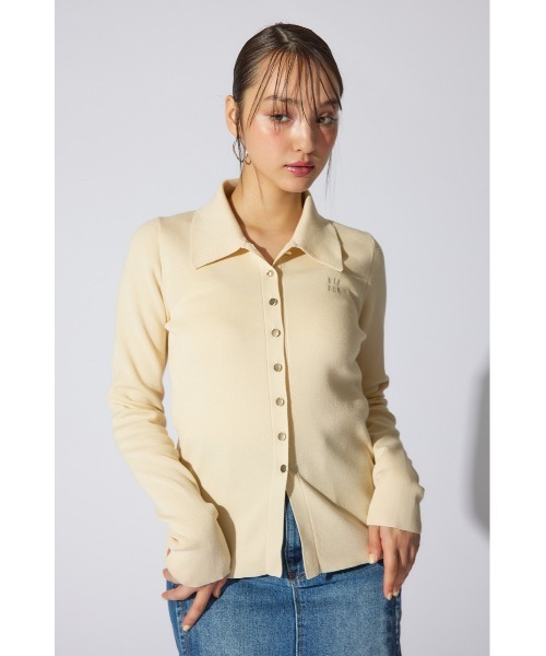 rienda(リエンダ)の「2WAY刺繍ロゴニットカーディガン ポロニットトップス(ニット/セーター・レディース・ホワイト/グレー/ライトイエロー・FREE)」の13枚目の写真