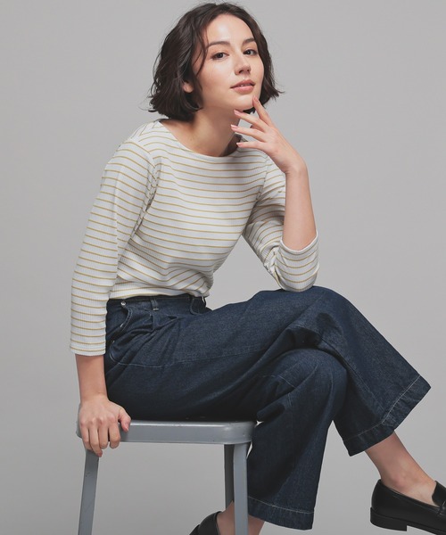 UVカット・接触冷感】7分袖ボートネック（Tシャツ/カットソー